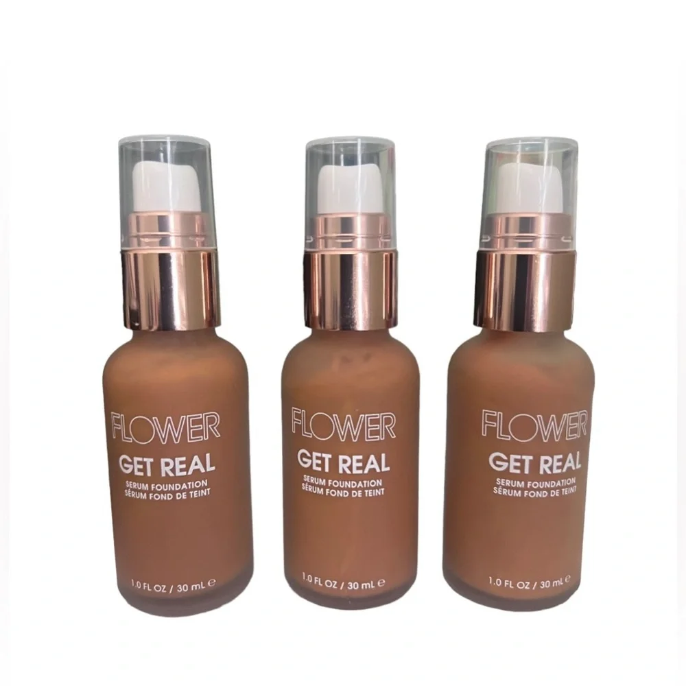 Flower Get Real Serum Foundation  Nutmeg Face Makeup Buildable lot of 3 NEW